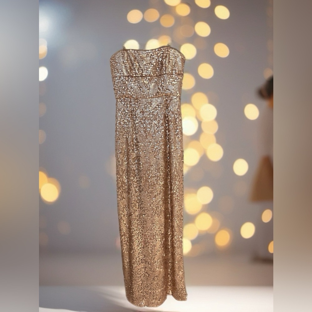 BCBGMaxAzria Gold Sequin Gown
